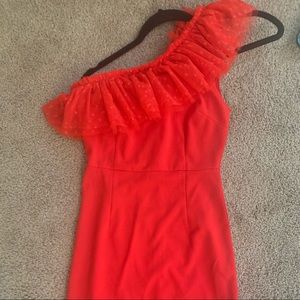 Red one shoulder dress